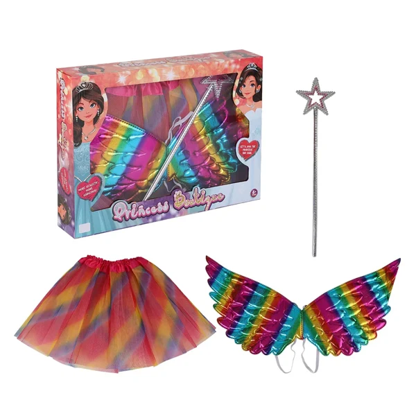 Coffret de déguisement jupe + ailes arc en ciel