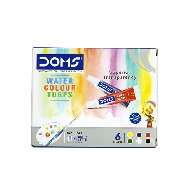 DOMS - 6 tubes de peinture aquarelle + palette de mélange