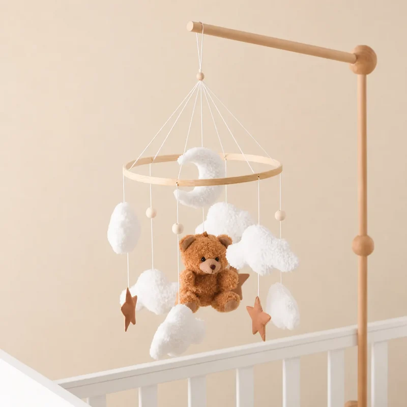 Mobile Musical Bébé en Bois Naturel