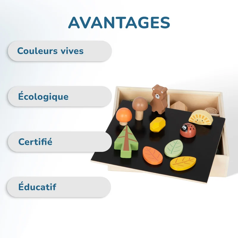 Étagère 2-en-1 + Boîte Montessori 36 mois et + + contenu au choix, Ensemble BusyKids