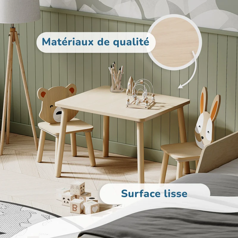 Bibliothèque + étagère à jouets + Table enfant avec 2 chaises + Chevalet, Ensemble BusyKids