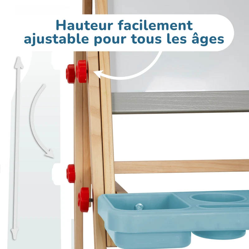 Bibliothèque + étagère à jouets + Table enfant avec 2 chaises + Chevalet, Ensemble BusyKids