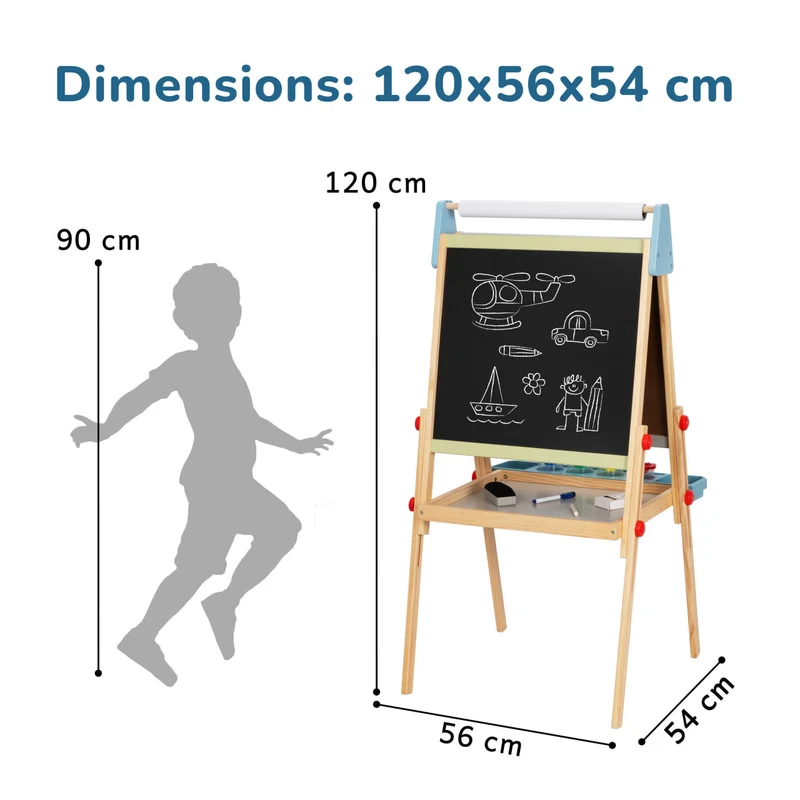 Bibliothèque + étagère à jouets + Table enfant avec 2 chaises + Chevalet, Ensemble BusyKids