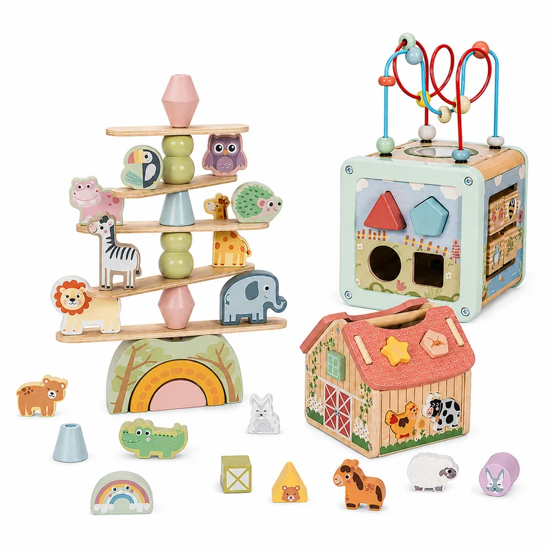 Étagère 2-en-1 + Boîte à jouets ×2 + contenu au choix, Ensemble BusyKids