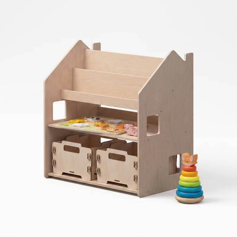 Étagère 2-en-1 + Boîte à jouets ×2 + contenu au choix, Ensemble BusyKids