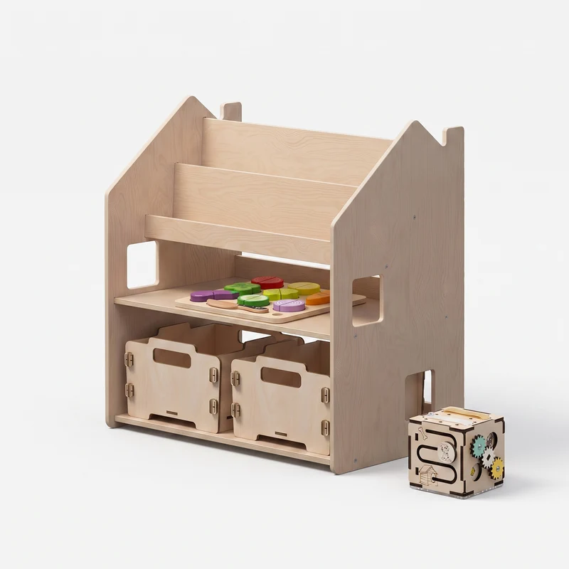 Étagère 2-en-1 + Boîte à jouets ×2 + contenu au choix, Ensemble BusyKids