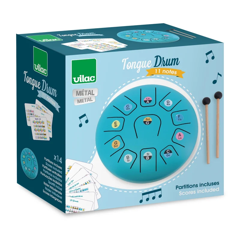 Vilac Tongue Drum 20 cm – Tambour à languettes en métal