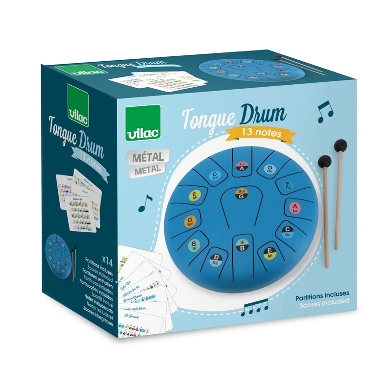 Vilac Tongue Drum 25 cm – Tambour à languettes en métal