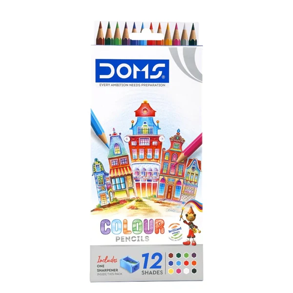 DOMS - 12 crayons de couleur + taille crayon
