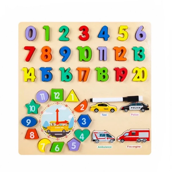 Puzzle chiffre et horloge avec ardoise