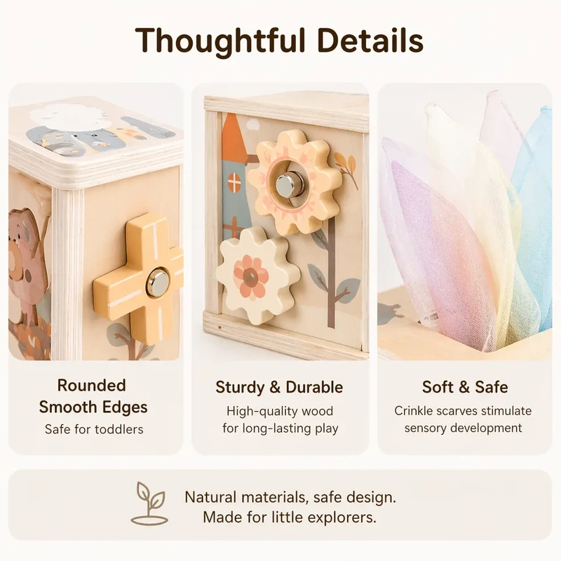 Activity Cube Montessori Tissue Box for 8M - 3 Year Olds