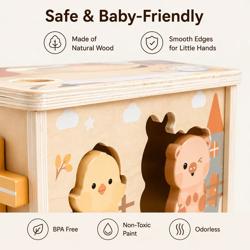 Activity Cube Montessori Tissue Box for 8M - 3 Year Olds