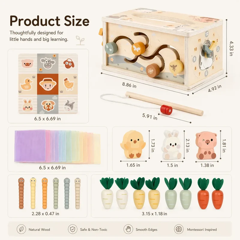 Activity Cube Montessori Tissue Box for 8M - 3 Year Olds
