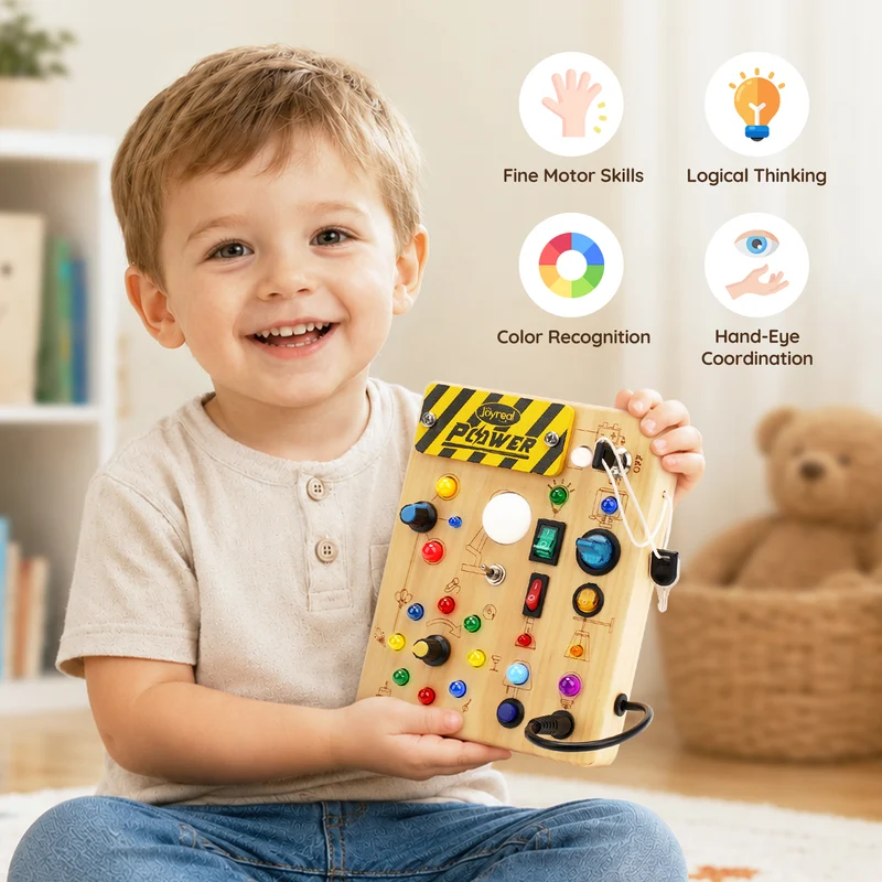 POWER Busy Board for Toddlers, Wooden Toys for STEM Learning