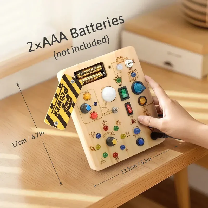 POWER Busy Board for Toddlers, Wooden Toys for STEM Learning