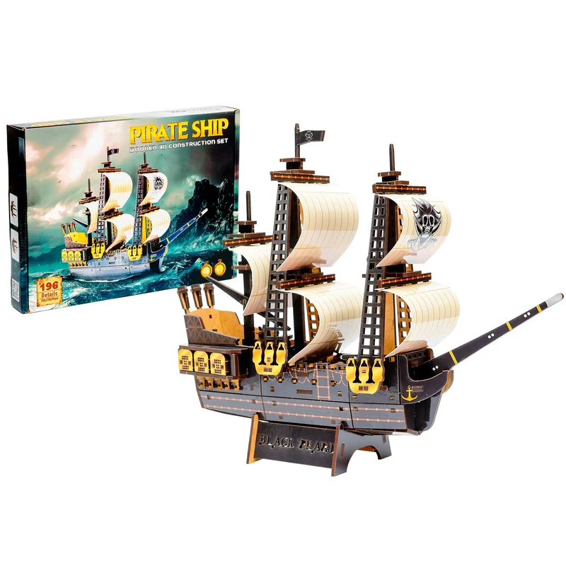 Maquette 3D en bois Bateau pirate BusyKids