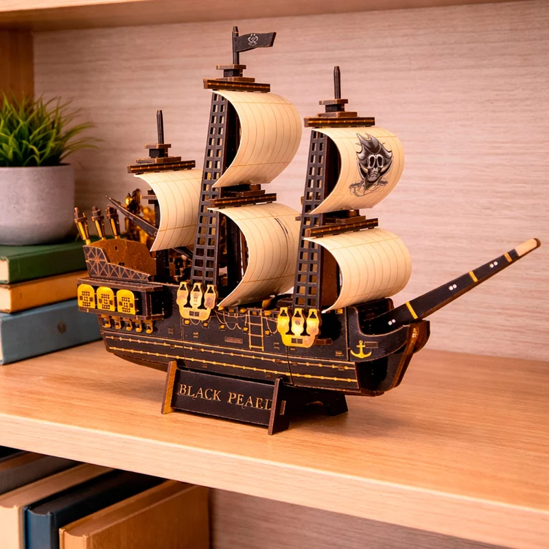 Maquette 3D en bois Bateau pirate BusyKids
