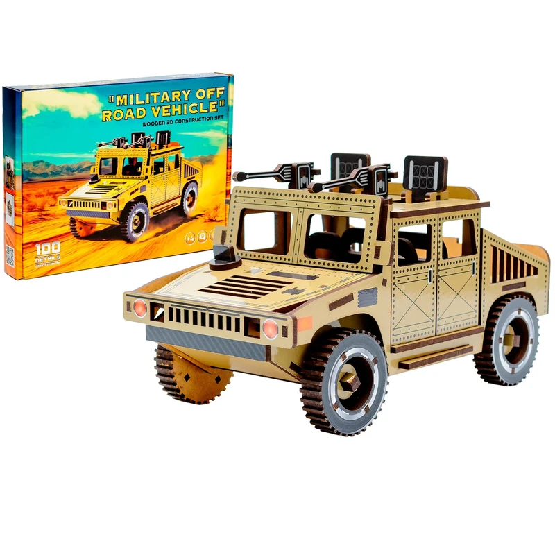 Maquette 3D en bois Véhicule tout-terrain militaire BusyKids