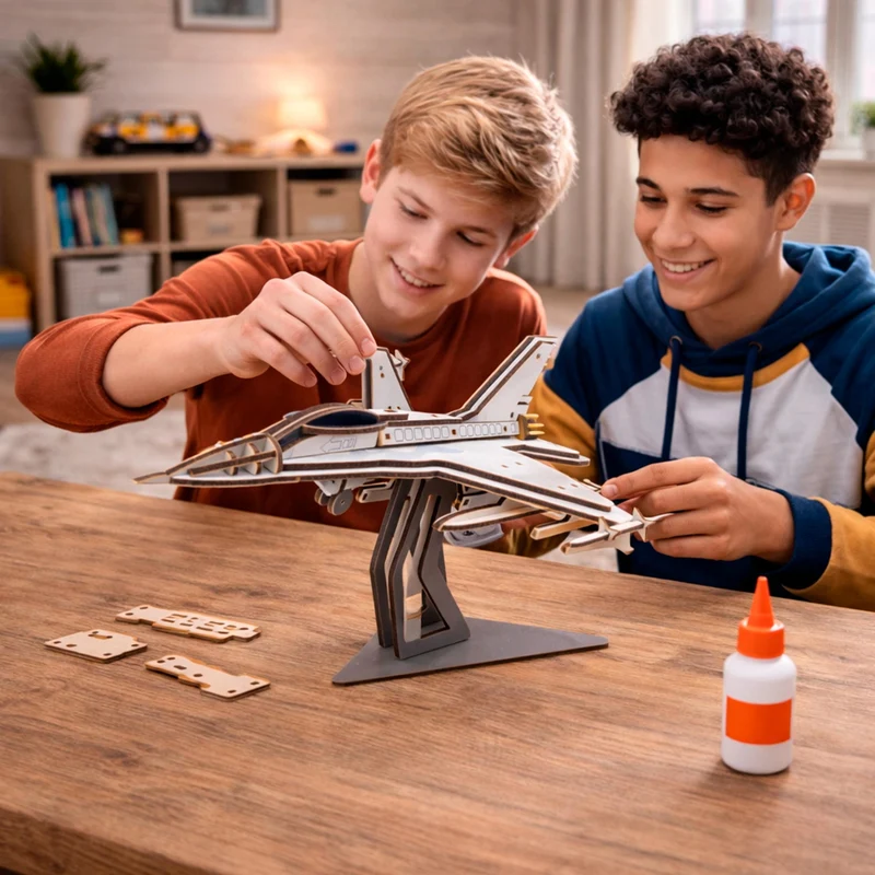 Maquette 3D en bois Avion de chasse BusyKids