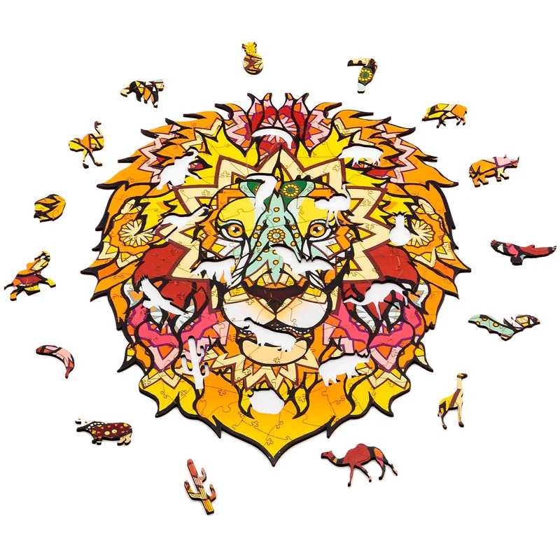 Puzzle en bois à formes Lion africain A4 BusyKids