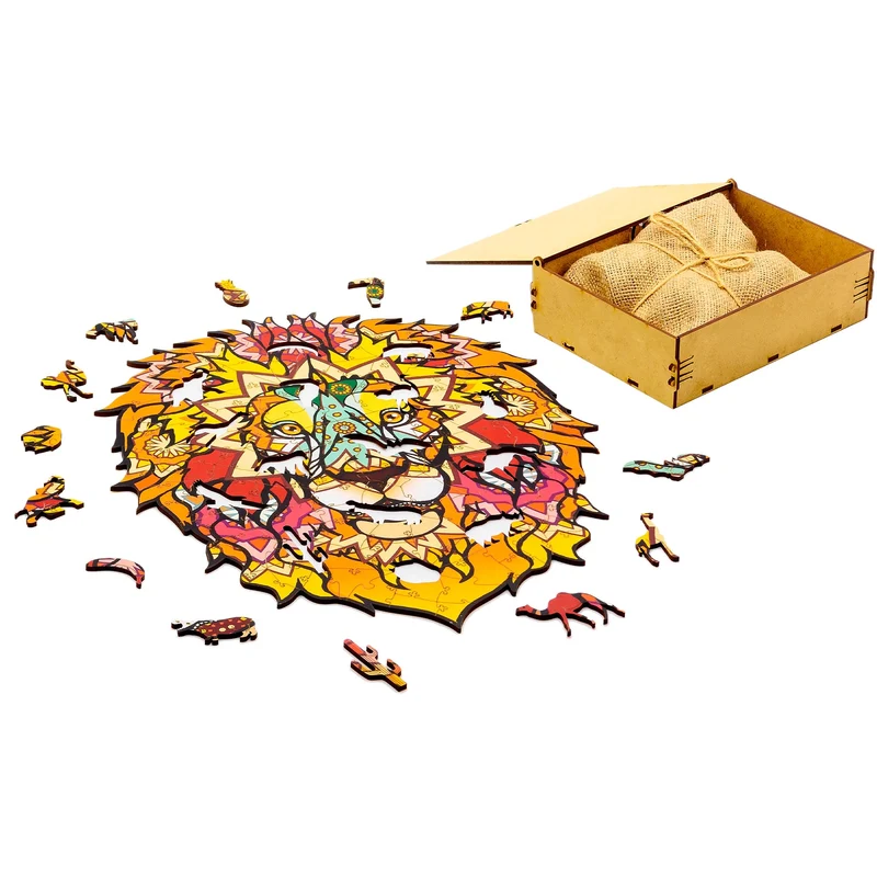 Puzzle en bois à formes Lion africain A4 BusyKids