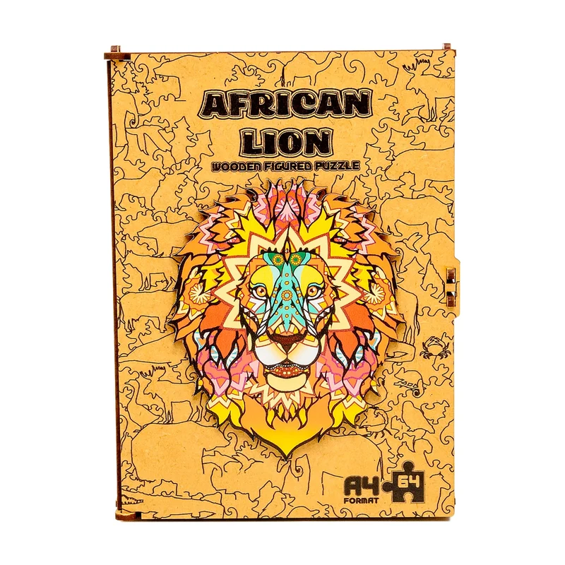 Puzzle en bois à formes Lion africain A4 BusyKids