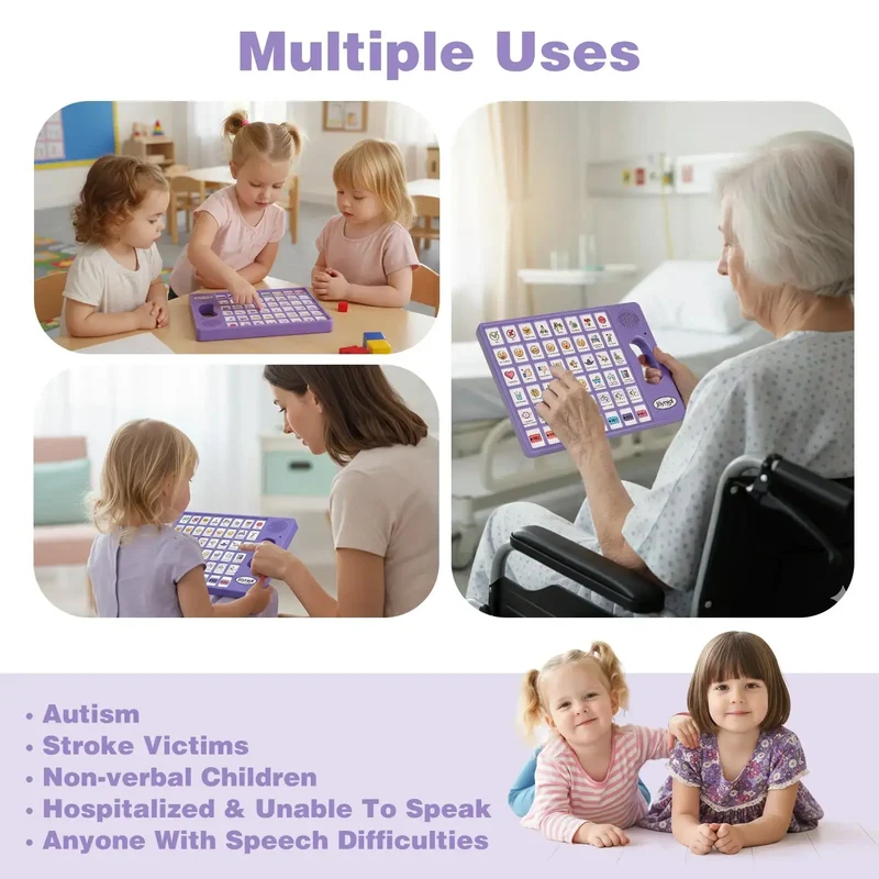 Plus AAC Communication Board for Language Learning (Purple)