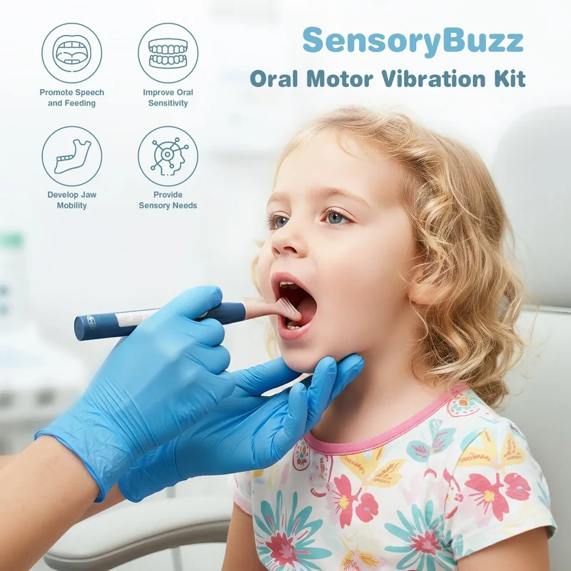 Oral Motor Sensory Tool – 4 Modes, 7 Tips SensoryBuzz Vibration Kit