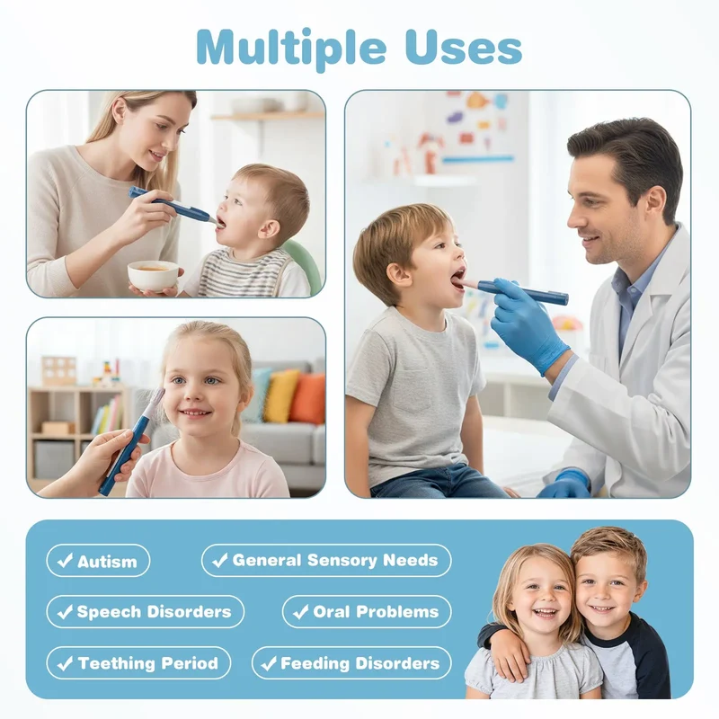 Oral Motor Sensory Tool – 4 Modes, 7 Tips SensoryBuzz Vibration Kit