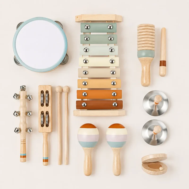 Wooden Musical Instruments Set for Toddlers