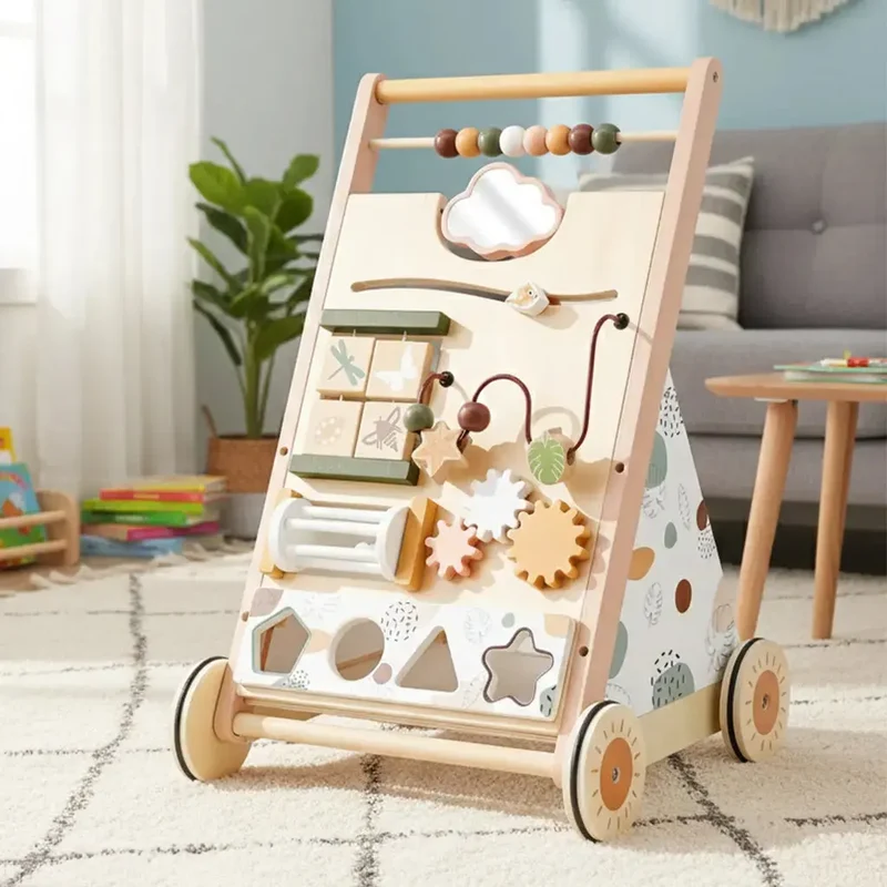 Adjustable Speed Wooden Baby Walker for Toddlers