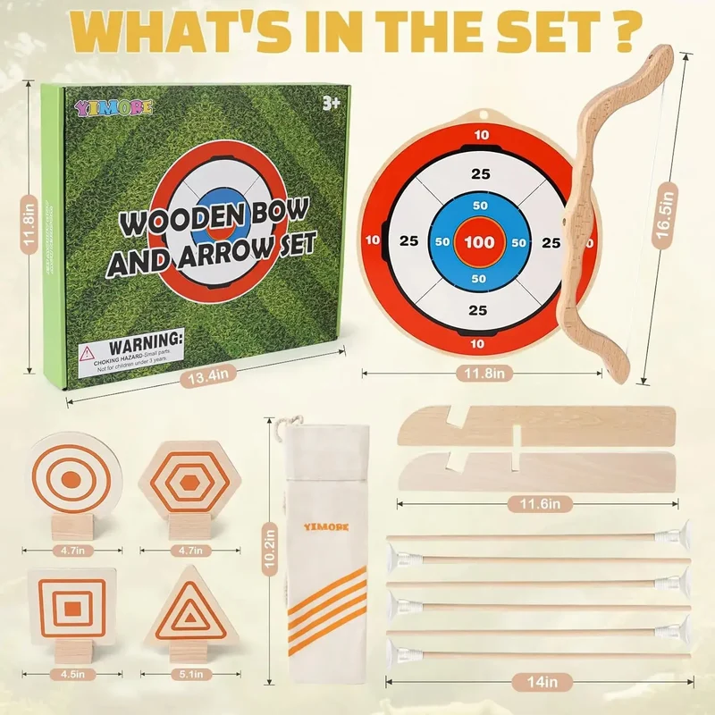 Wooden Bow and Arrow Set for Kids
