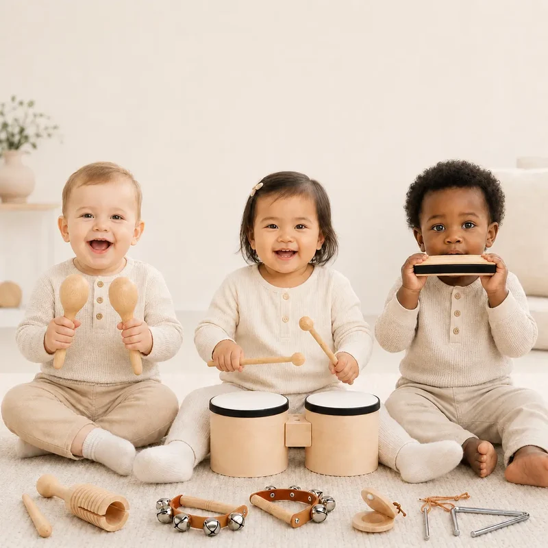 Premium Wooden Kids Drum Set Montessori Musical Toys for Toddlers