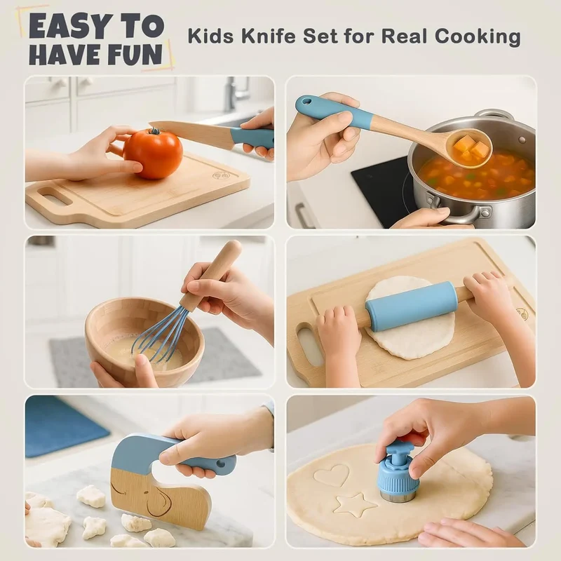 Wooden Baking Toys for Real Cooking, Kitchen Pretend Play 29 Pcs