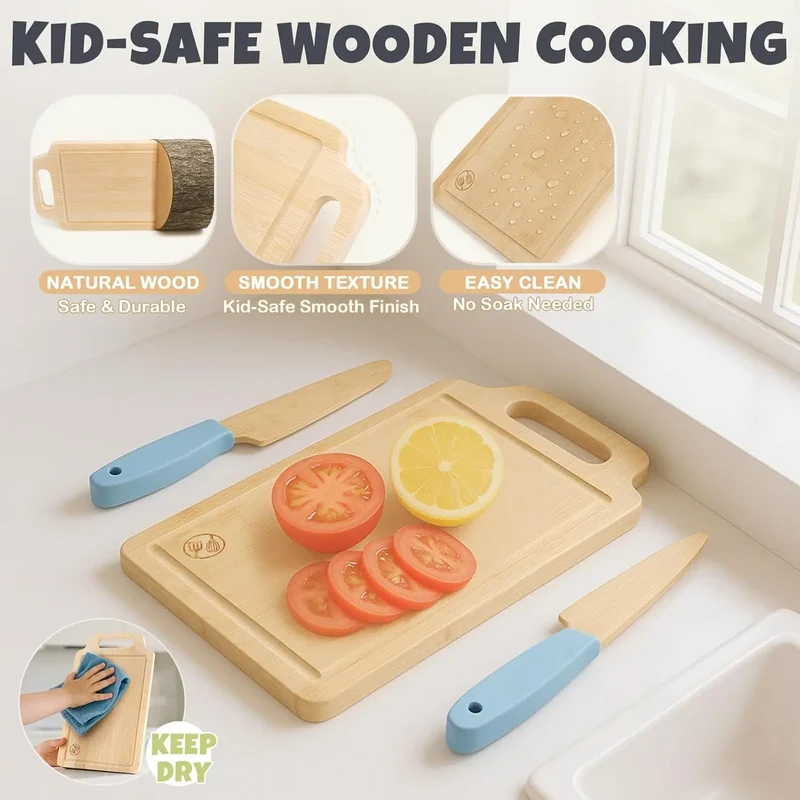 Wooden Baking Toys for Real Cooking, Kitchen Pretend Play 29 Pcs