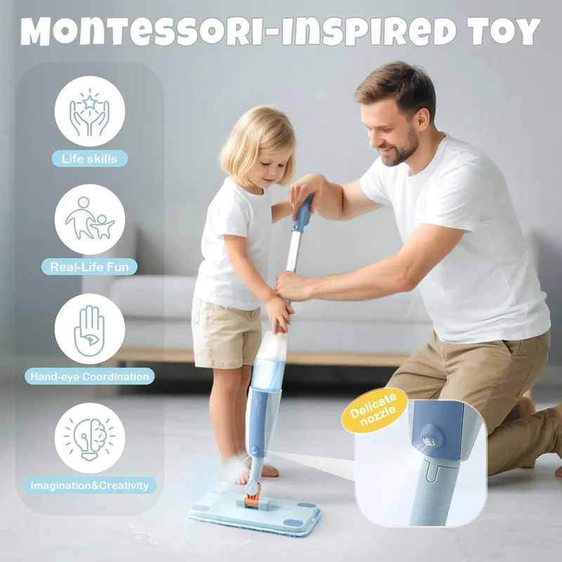 Spray Mop Toy for Kids Cleaning Play