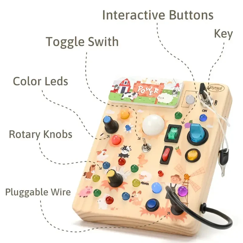 FARM LED Busy Board with Lights & Switches, Ages 1–3