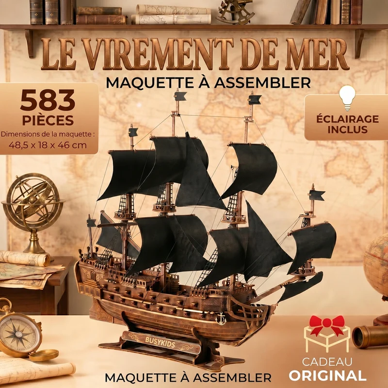 BusyKids Le Virement de Mer – puzzle 3D en bois avec éclairage