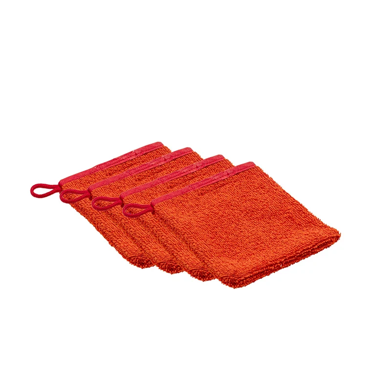 Lot de gants de toilette rouges