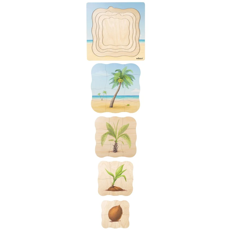 Puzzle évolutif à la plage - le cocotier