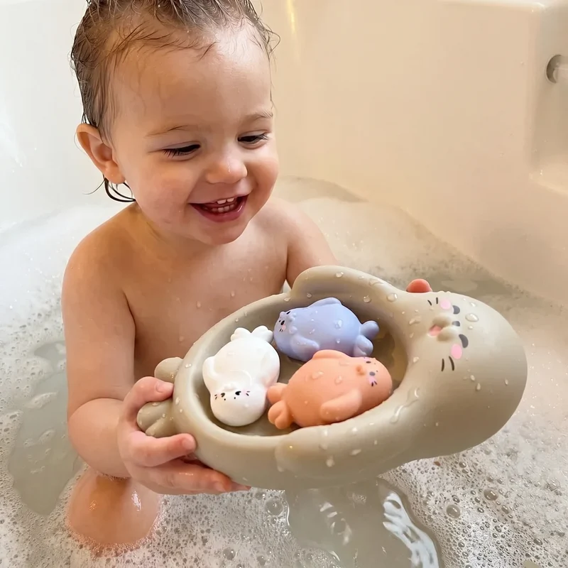 Jouet de Bain Bébé : Famille d'Animaux Flottants