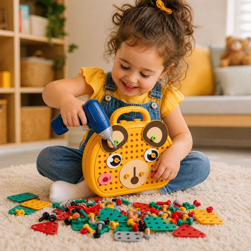 Mallette de Construction Éducative avec Perceuse pour Enfant