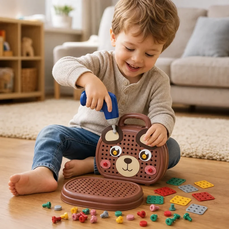 Mallette de Construction Éducative avec Perceuse pour Enfant