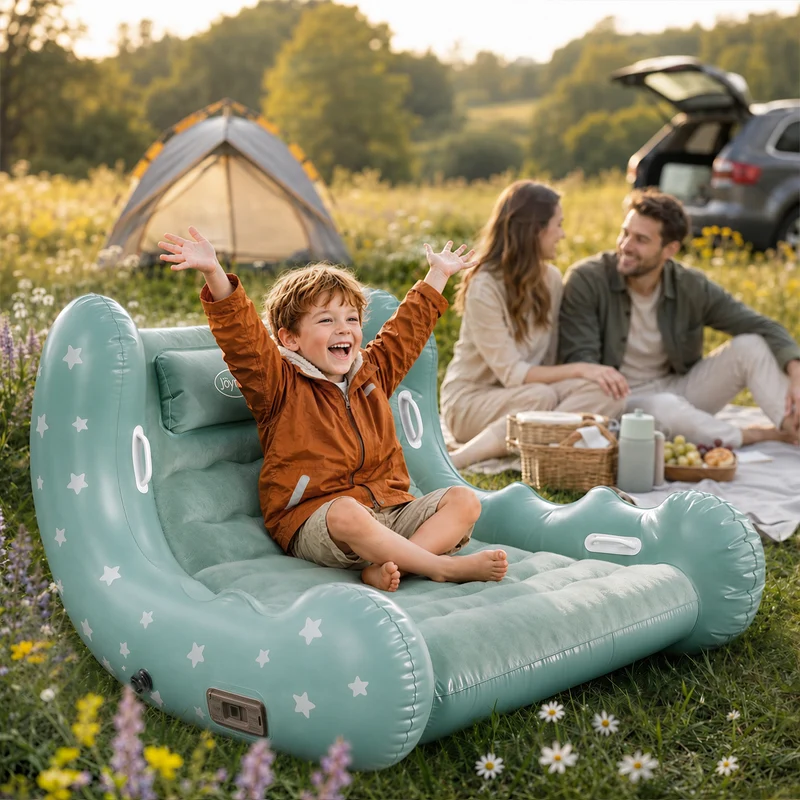 Kids Inflatable Lounger Chair with Soft Flocked Cushion