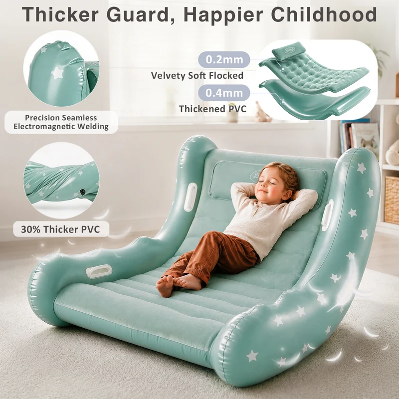 Kids Inflatable Lounger Chair with Soft Flocked Cushion