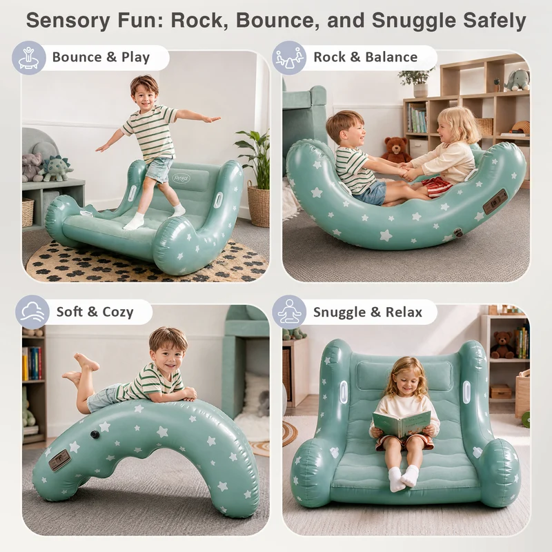 Kids Inflatable Lounger Chair with Soft Flocked Cushion