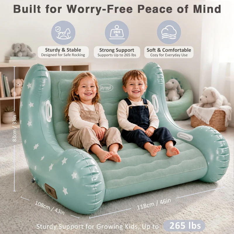 Kids Inflatable Lounger Chair with Soft Flocked Cushion