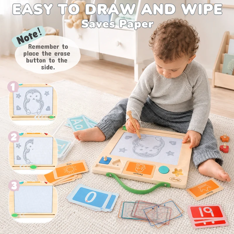 Wooden Letter Tracing Board – Magnetic Alphabet & Numbers