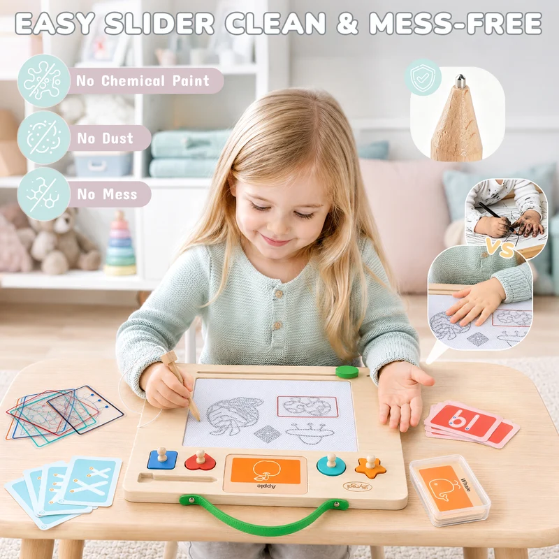 Wooden Letter Tracing Board – Magnetic Alphabet & Numbers