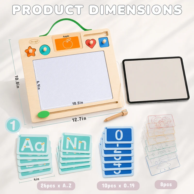 Wooden Letter Tracing Board – Magnetic Alphabet & Numbers